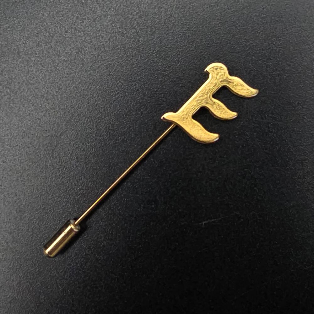 Gold Tone Letter E Stick Pin Hat Pin Initial Monogram Vintage Classic Timeless
